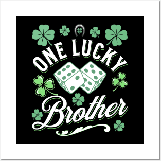 One Lucky Brother St Patricks Day Clover Dice Green Irish Posters and Art